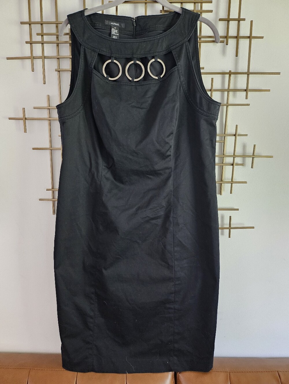 12- Alfani- Black Sleeveless Midi Dress with Decorative Metal Rings